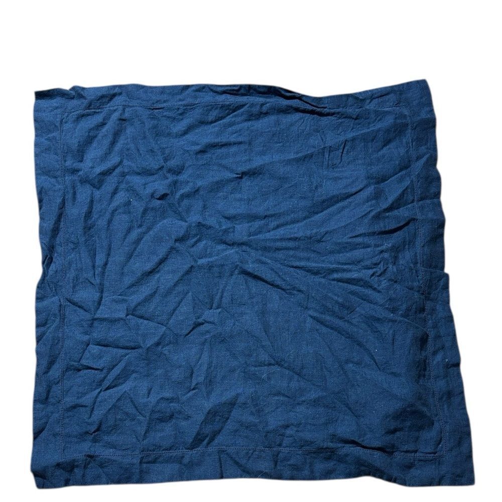 Pottery barn decorative square pillow sham 100% linen navy blue